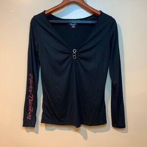 Harley Davidson black long sleeve v neck